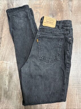Vintage Orange Tab Levi Jeans 912 Washed Black Slim Tapered Fit Size 13 Long